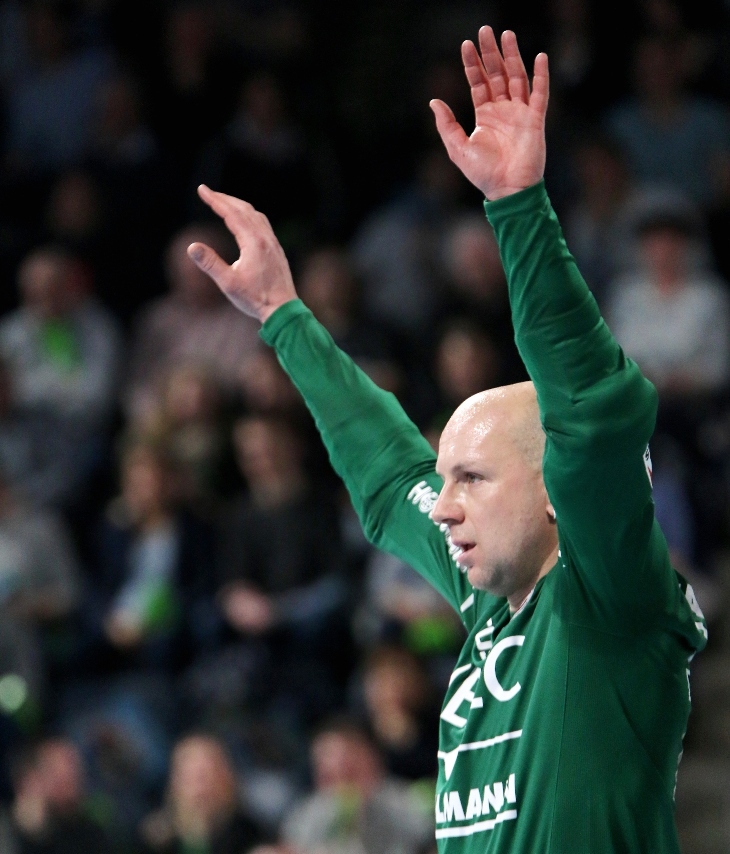 (Foto: HJKrieg, Erlangen): HC-Keeper Gorazd Skof vernagelte in den letzten zehn Minuten sein Tor