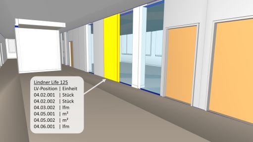 Modelldarstellung der Lindner-Ausbaugewerke als Vorbereitung für die Abrechnung in MWM-Libero