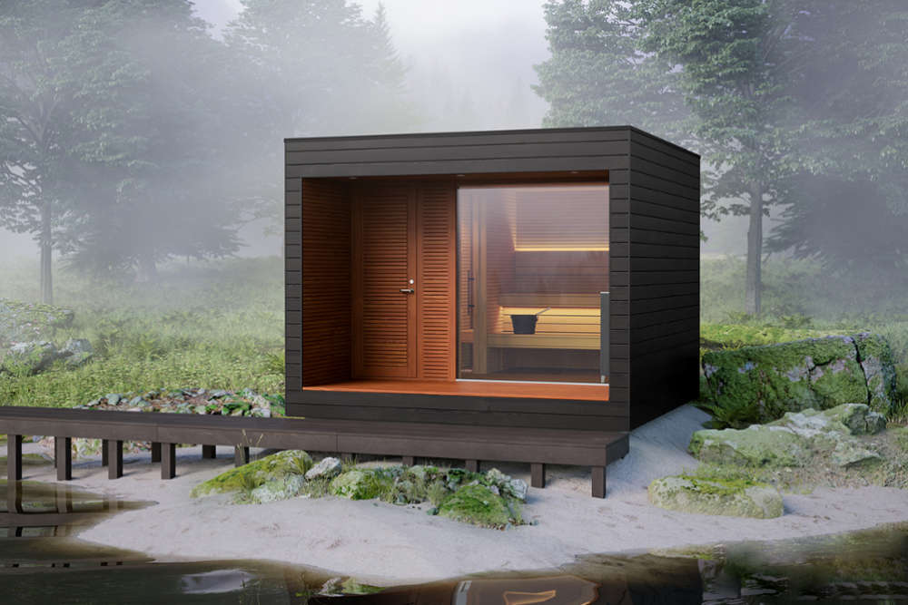 Eine private Sauna dient in Alltag und Freizeit als gemütlicher Rückzugsort.