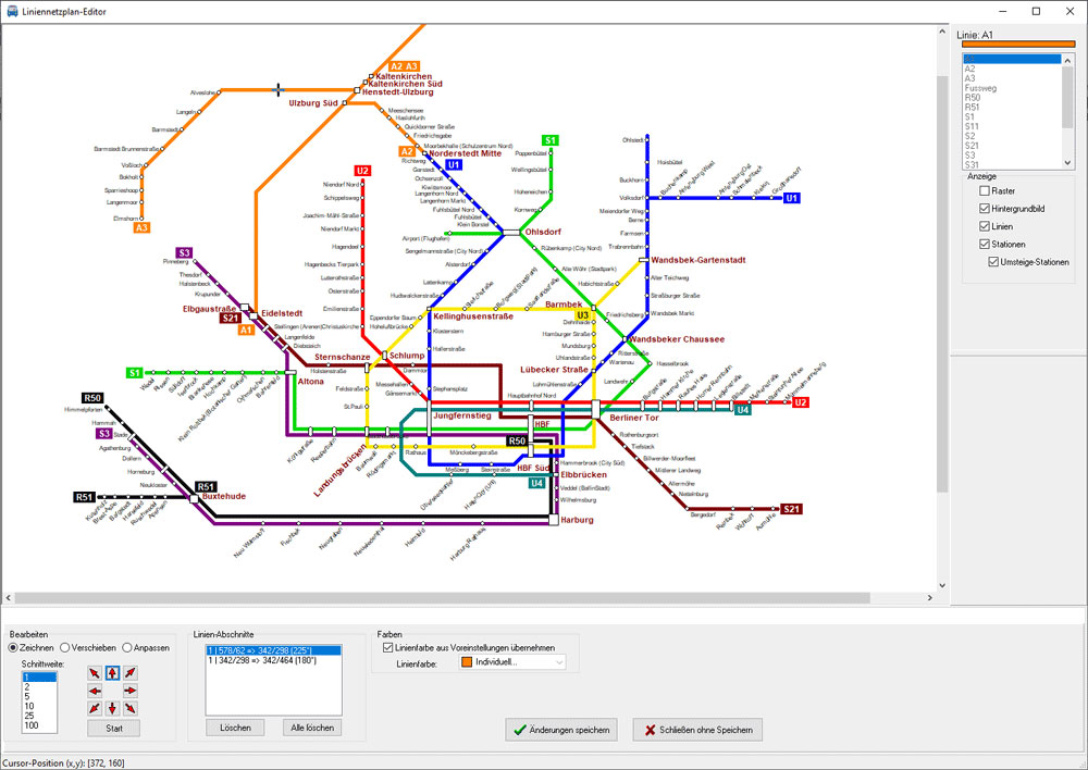 Screenshot PTrafic Pro mit geöffneten Beispielprojekt