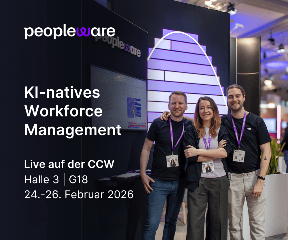 Das Team von Peopleware präsentiert auf der CCW 2026 seine KI-native WFM-Suite für Contact Center, © Peopleware, 2026