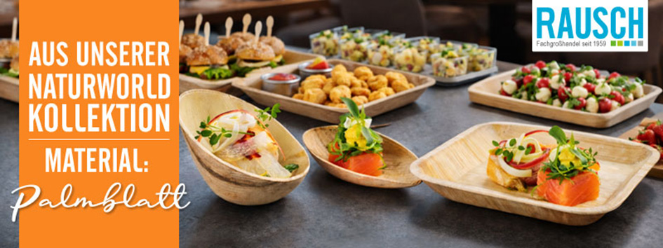 Servierplatten und Einweggeschirr aus Palmblatt