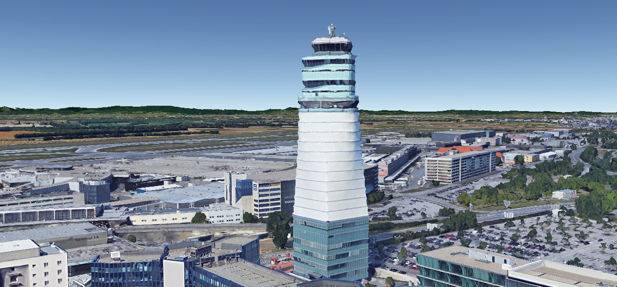 Tower Flughafen Wien - (c) 2017 DigitalGlobe, Landsat / Copernicus