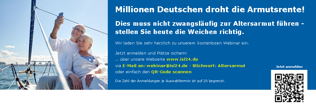 Sind Sie auch von der Altersarmut betroffen? Erfahren Sie es in unserem Online Seminar